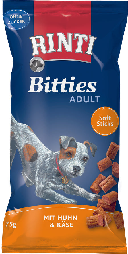 Produktbild für Finnern Rinti Dog - Snack Bitties Huhn & Käse 75g Beutel