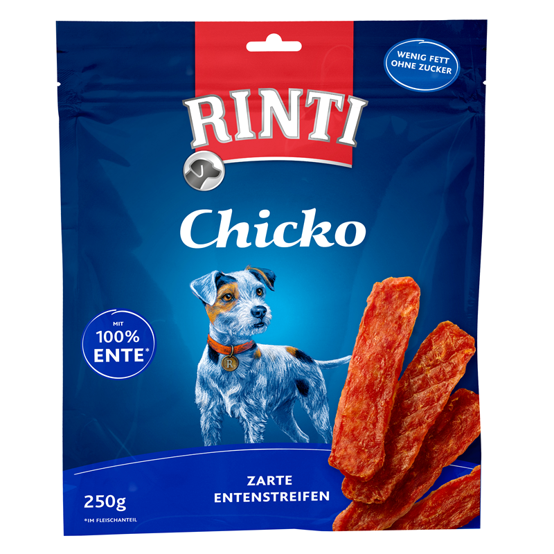 Produktbild für Finnern Rinti Dog - Snack Chicko Ente Vorratspack 250g Beutel