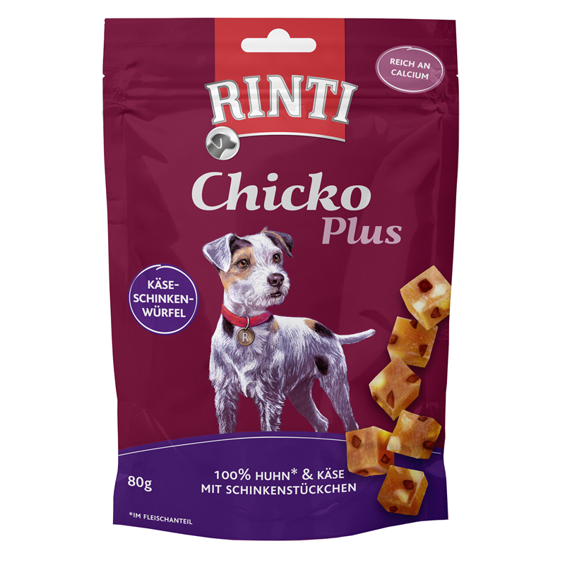 Produktbild für Finnern Rinti Dog - Snack Chicko Plus Käse-Schinken 80g Beutel