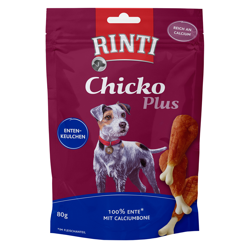 Produktbild für Finnern Rinti Dog - Snack Chicko Plus Entenkeulchen 80 g Beutel