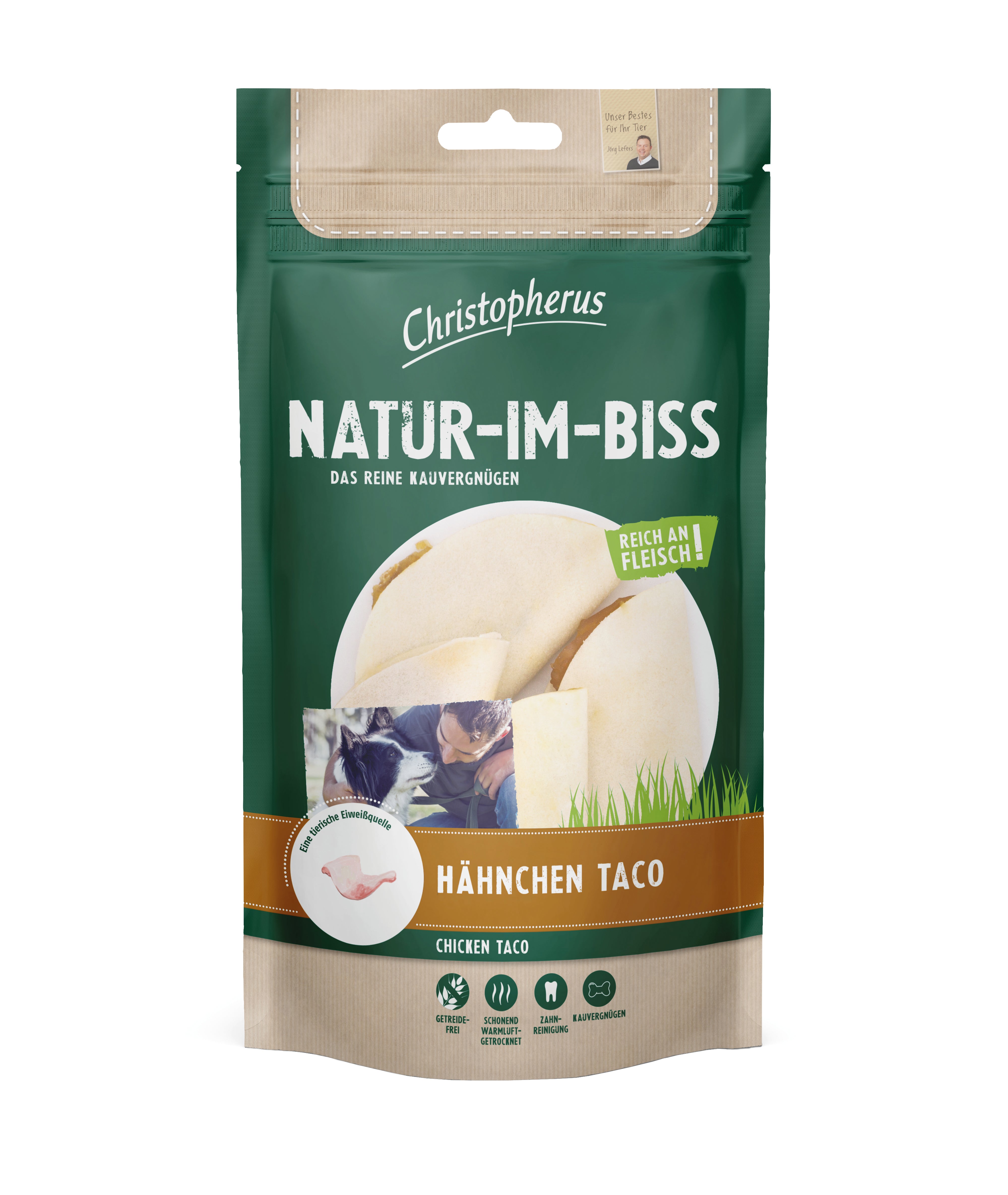 Produktbild für Christopherus Dog Snack Hähnchen Taco 65g