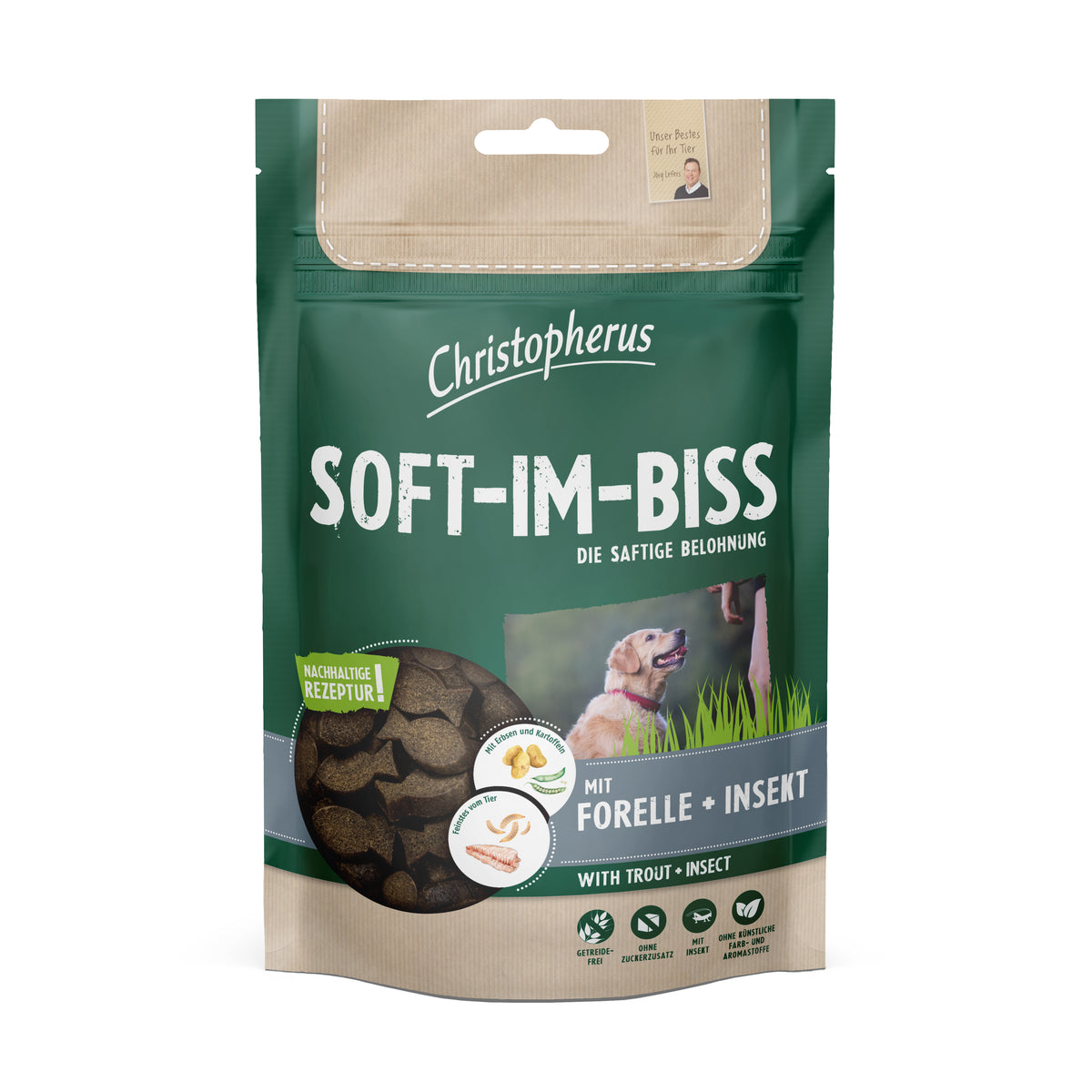 Produktbild für Christopherus Dog Snacks Soft-Im-Biss mit Forelle & Insekten 125g