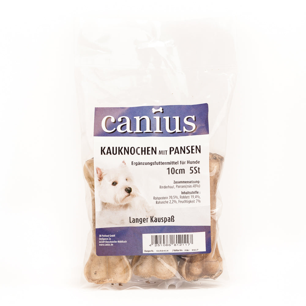 Produktbild für Canius Kauknochen Pansen 10cm 5 Stück Beutel