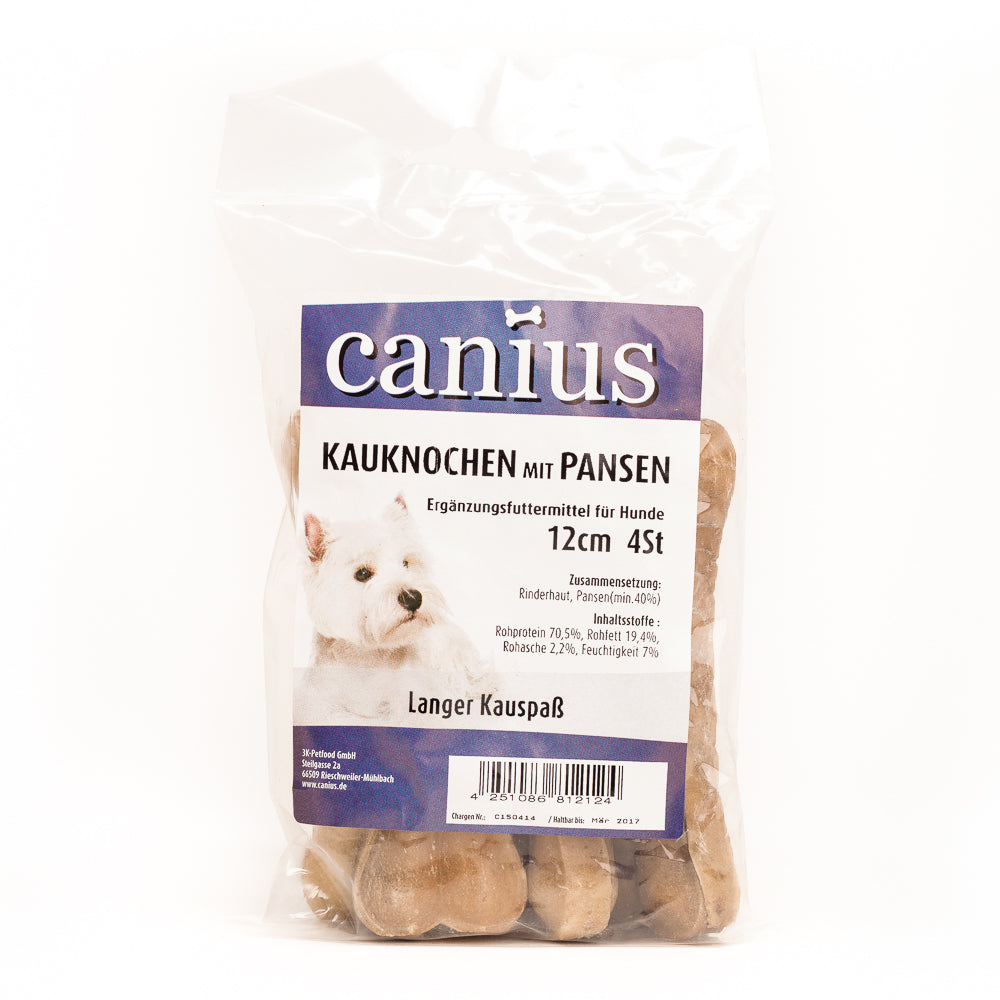 Produktbild für Canius Kauknochen Pansen 12cm 4 Stück Beutel