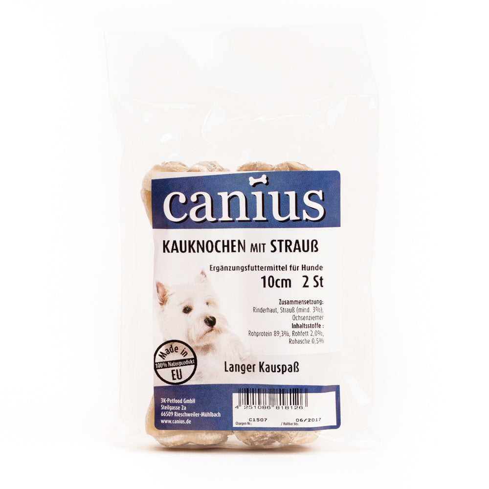 Produktbild für Canius EU Kauknochen gefüllt mit Strauß 10cm 2 Stück Beutel