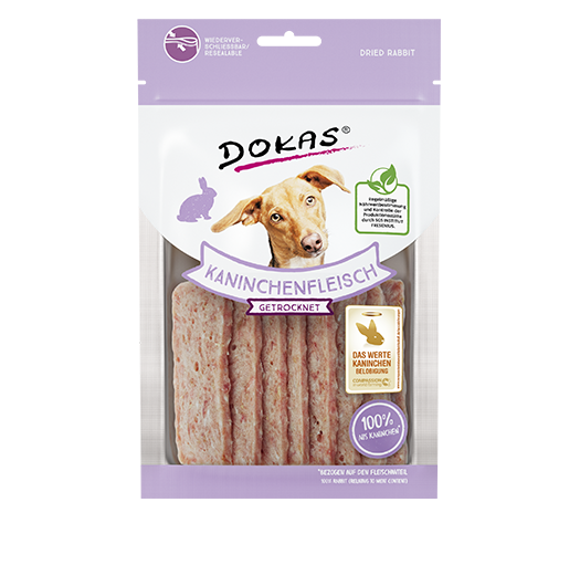 Produktbild für Dokas Dog Snack Kaninchenfleisch getrocknet 70g 