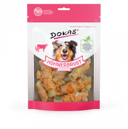 Produktbild für Dokas Dog Snack Hühnerbrust Kaurolle 250g Beutel