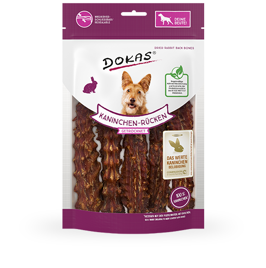 Produktbild für Dokas Dog Snack Kaninchenrücken 120g 