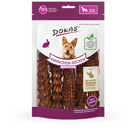 Produktbild für Dokas Dog Snack Kaninchenrücken 120g 