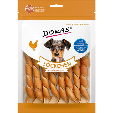 Produktbild für Dokas Dog Snack Löckchen mit Hühnerbrust 120g Beutel