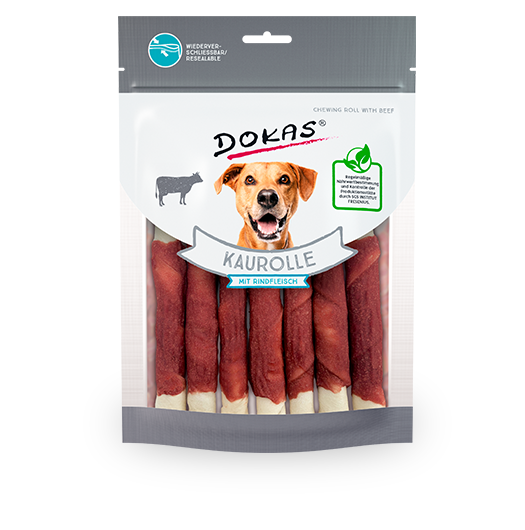 Produktbild für Dokas Dog Snack Kaurolle mit Rindfleisch 190g Beutel