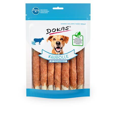 Produktbild für Dokas Dog Snack Kaurolle mit Truthahnbrust 190g Beutel