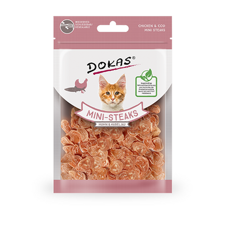 Produktbild für Dokas Cat Snack Mini-Steaks Huhn & Fisch 25g Beutel