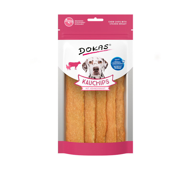 Produktbild für Dokas Hunde Snack Kauchips mit Hühnerbrust 175g Beutel