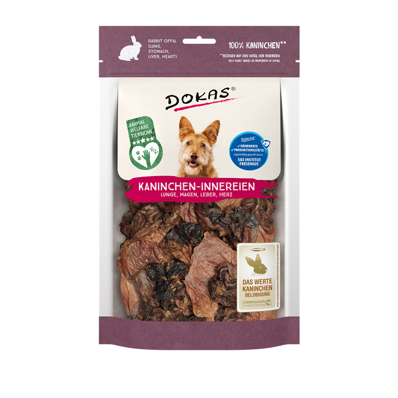 Produktbild für Dokas Dog Kaninchen-Innereien (Herz, Lunge, Magen, Leber) 100g Beutel