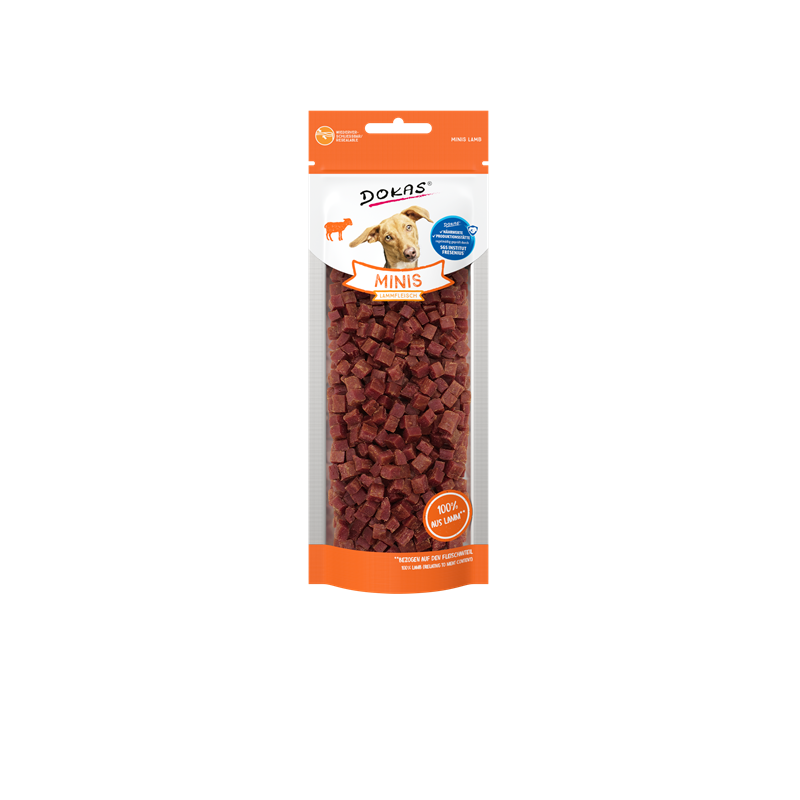 Produktbild für Dokas Dog Snack Minis Lammfleisch 70g Beutel