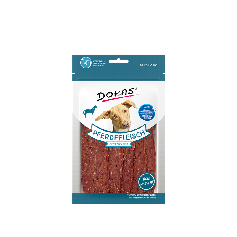 Produktbild für Dokas Dog Snack Pferdefleisch getrocknet 60 g Beutel