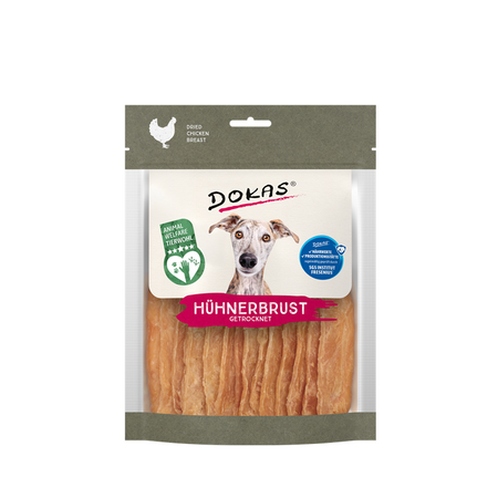 Produktbild für Dokas Hunde Snack Hühnerbrust getrocknet 170g Beutel