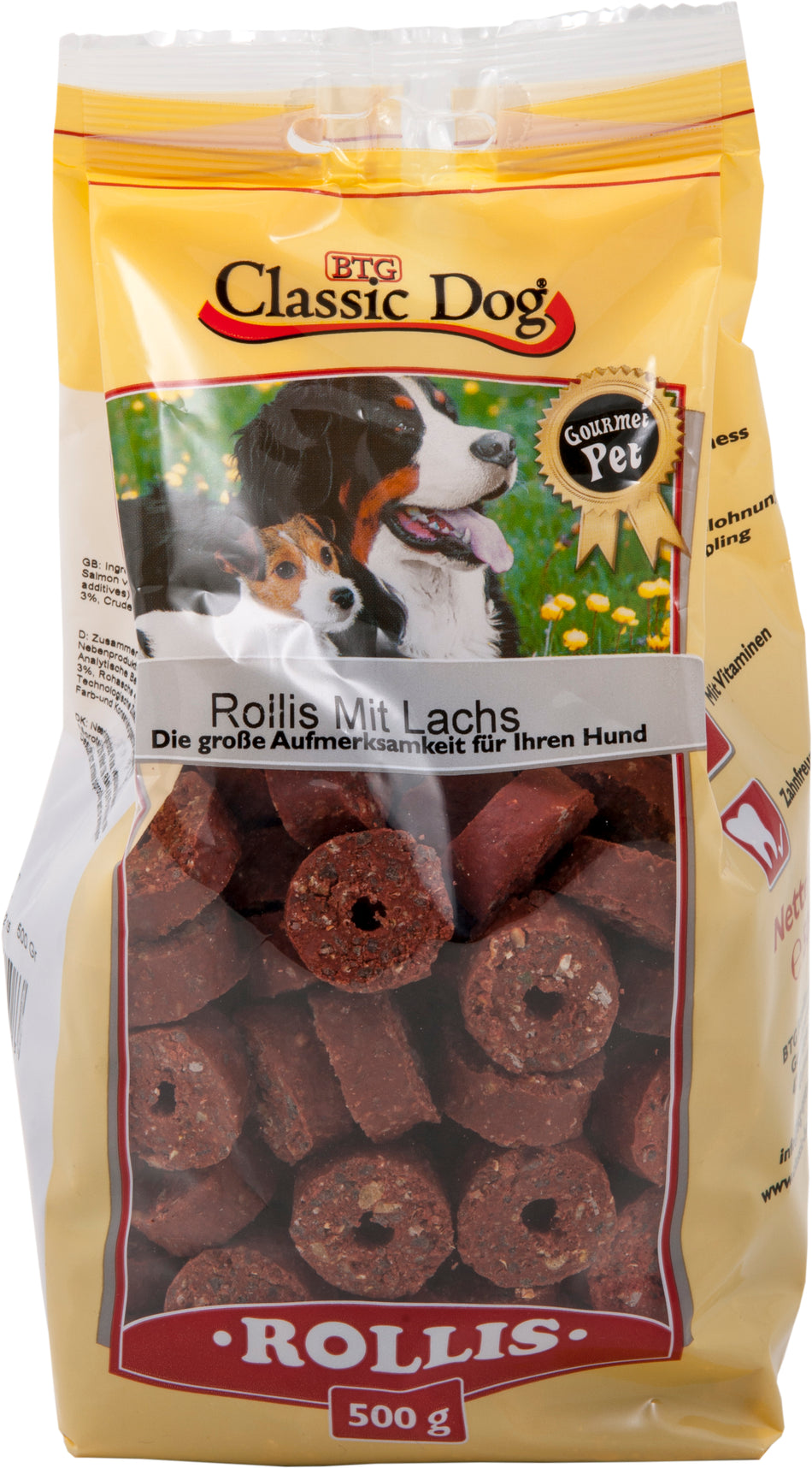 Produktbild für Classic Dog Snack Rollis mit Lachs 500g Beutel