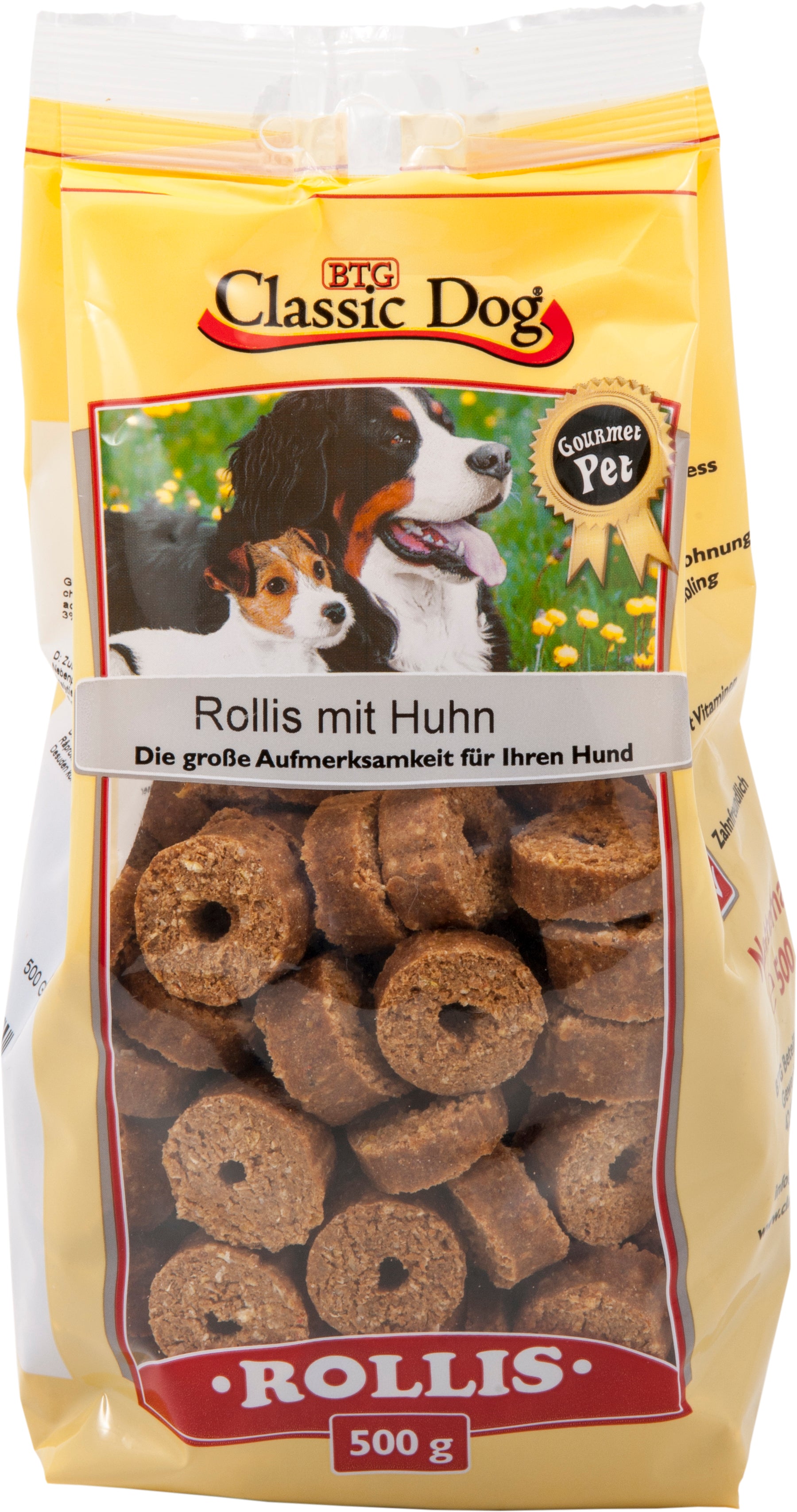 Produktbild für Classic Dog Snack Rollis mit Huhn 500g Beutel