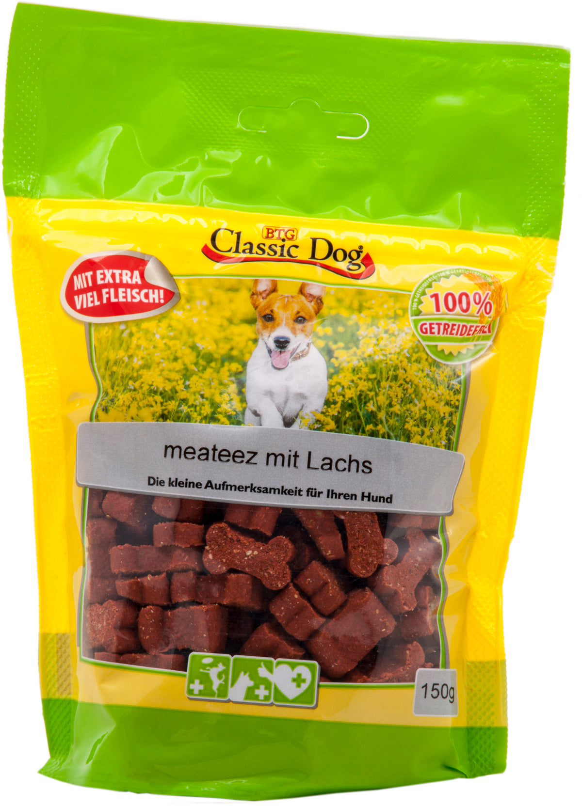 Produktbild für Classic Dog Snack meateez mit Lachs 150g Beutel